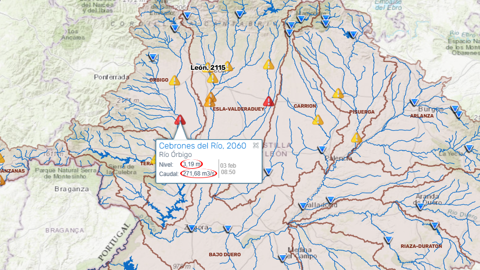 MÁXIMA ALERTA: El Órbigo y el Cea entran en Nivel Rojo, la borrasca Leonardo satura León