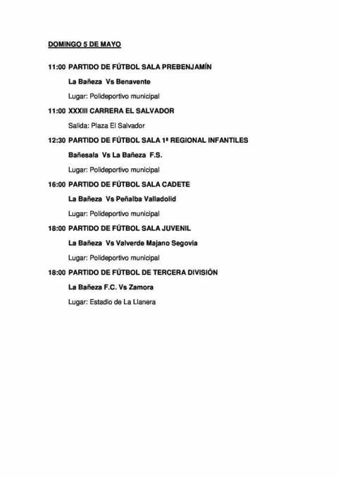 Programación Semana del Deporte La Bañeza 2019