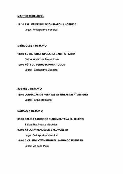 Programación Semana del Deporte La Bañeza 2019