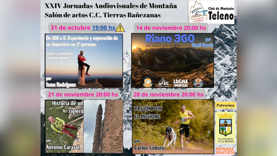El Club de Montaña Teleno vuelve a citarte con la aventura con sus XXIV Jornadas Audiovisuales